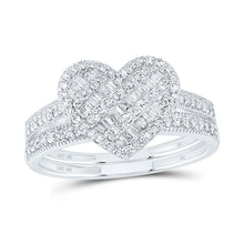 Load image into Gallery viewer, 10K White Gold Diamond Fashion Heart Bridal Set 1/2 Cttw - Splendid Jewellery