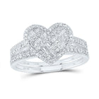 10K White Gold Diamond Fashion Heart Bridal Set 1/2 Cttw - Splendid Jewellery