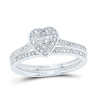 10K White Gold Diamond Fashion Heart Bridal Set 1/3 Cttw - Splendid Jewellery