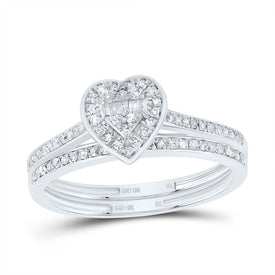 10K White Gold Diamond Fashion Heart Bridal Set 1/3 Cttw - Splendid Jewellery