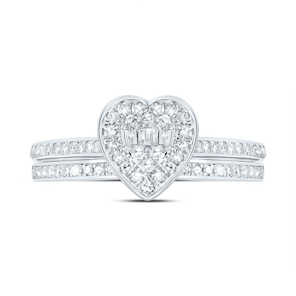 10K White Gold Diamond Fashion Heart Bridal Set 1/3 Cttw - Splendid Jewellery