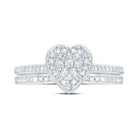 10K White Gold Diamond Fashion Heart Bridal Set 1/3 Cttw - Splendid Jewellery