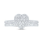 10K White Gold Diamond Fashion Heart Bridal Set 1/3 Cttw - Splendid Jewellery