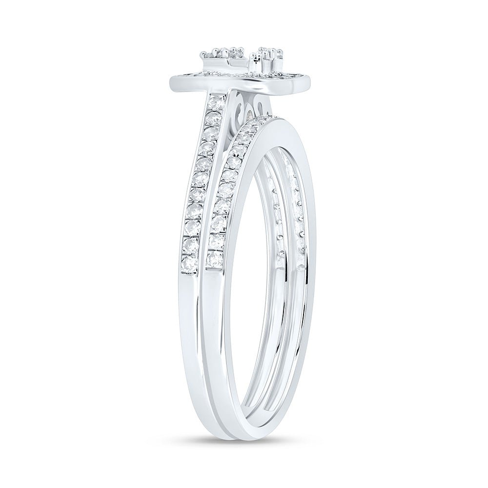 10K White Gold Diamond Fashion Heart Bridal Set 1/3 Cttw - Splendid Jewellery
