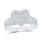 10K White Gold Diamond Fashion Heart Bridal Set 1/3 Cttw - Splendid Jewellery