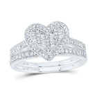 10K White Gold Diamond Fashion Heart Bridal Set 1/3 Cttw - Splendid Jewellery
