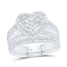 10K White Gold Diamond Fashion Heart Bridal Set 3/4 Cttw - Splendid Jewellery