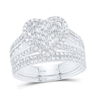 10K White Gold Diamond Fashion Heart Bridal Set 3/4 Cttw - Splendid Jewellery