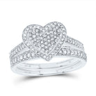 10K White Gold Diamond Fashion Heart Bridal Set 3/8 Cttw - Splendid Jewellery
