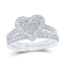 Load image into Gallery viewer, 10K White Gold Diamond Fashion Heart Bridal Set 3/8 Cttw - Splendid Jewellery