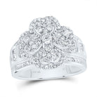10K White Gold Diamond Fashion Heart Clover Ring 1 3/8 Cttw - Splendid Jewellery