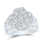 10K White Gold Diamond Fashion Heart Clover Ring 1 3/8 Cttw - Splendid Jewellery