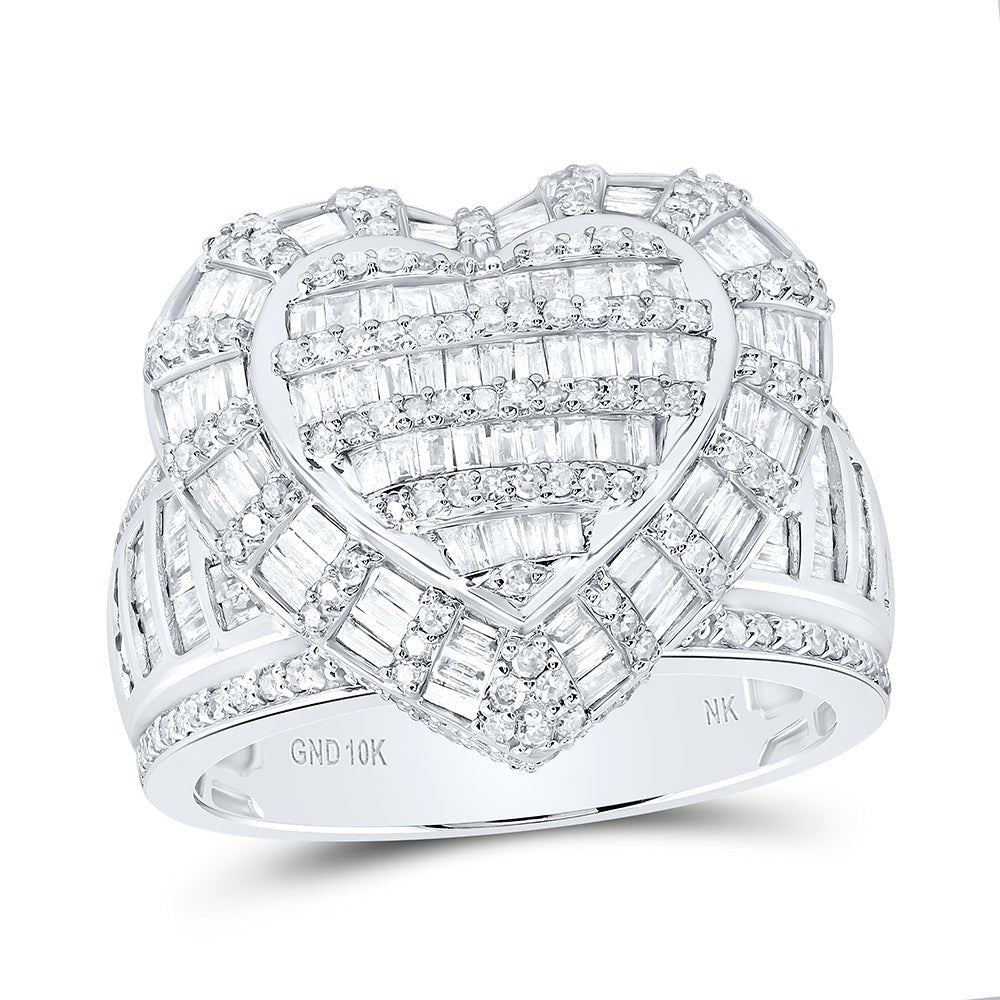 10K White Gold Diamond Fashion Heart Ring 1 7/8 Cttw - Splendid Jewellery