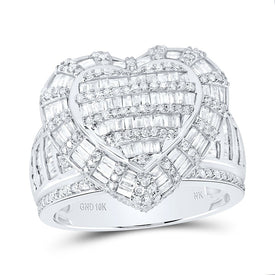 10K White Gold Diamond Fashion Heart Ring 1 7/8 Cttw - Splendid Jewellery
