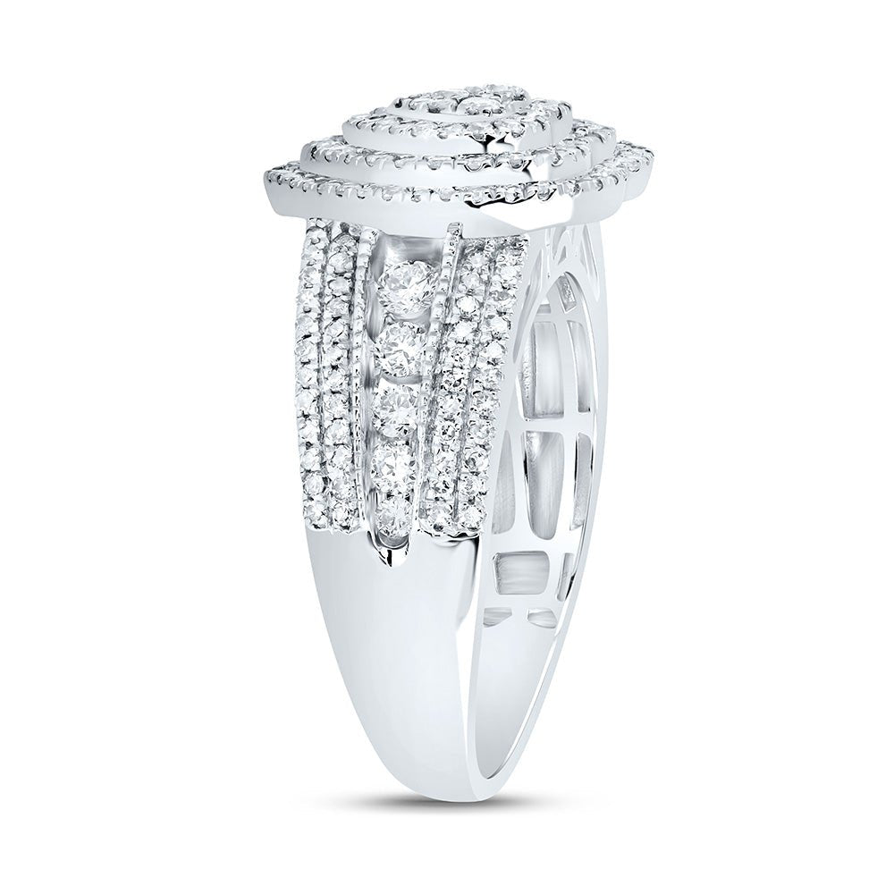 10K White Gold Diamond Fashion Heart Ring 1 Cttw - Splendid Jewellery