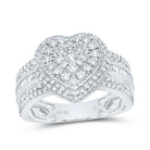 10K White Gold Diamond Fashion Heart Ring 1 Cttw - Splendid Jewellery