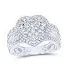 10K White Gold Diamond Fashion Heart Ring 1 Cttw - Splendid Jewellery