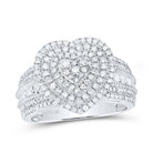 10K White Gold Diamond Fashion Heart Ring 1 Cttw - Splendid Jewellery