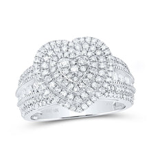 Load image into Gallery viewer, 10K White Gold Diamond Fashion Heart Ring 1 Cttw - Splendid Jewellery