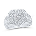 10K White Gold Diamond Fashion Heart Ring 1 Cttw - Splendid Jewellery