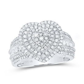 10K White Gold Diamond Fashion Heart Ring 1 Cttw - Splendid Jewellery