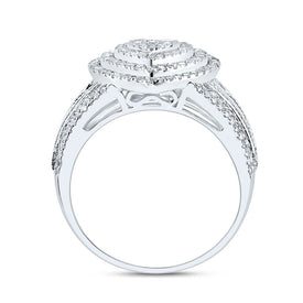 10K White Gold Diamond Fashion Heart Ring 1 Cttw - Splendid Jewellery