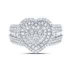 10K White Gold Diamond Fashion Heart Ring 1 Cttw - Splendid Jewellery