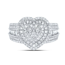 Load image into Gallery viewer, 10K White Gold Diamond Fashion Heart Ring 1 Cttw - Splendid Jewellery