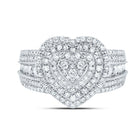 10K White Gold Diamond Fashion Heart Ring 1 Cttw - Splendid Jewellery