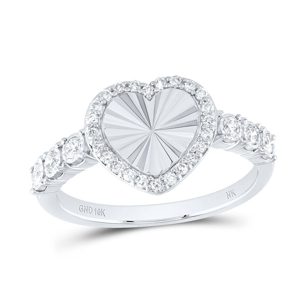 10K White Gold Diamond Fashion Heart Ring 1/4 Cttw - Splendid Jewellery