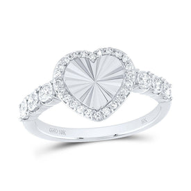 10K White Gold Diamond Fashion Heart Ring 1/4 Cttw - Splendid Jewellery