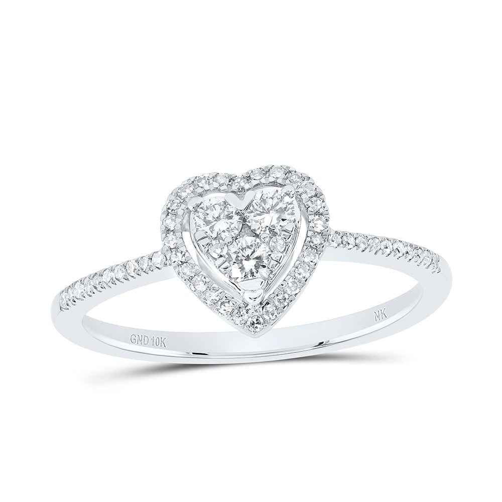 10K White Gold Diamond Fashion Heart Ring 1/4 Cttw - Splendid Jewellery