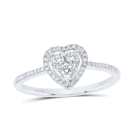 10K White Gold Diamond Fashion Heart Ring 1/4 Cttw - Splendid Jewellery