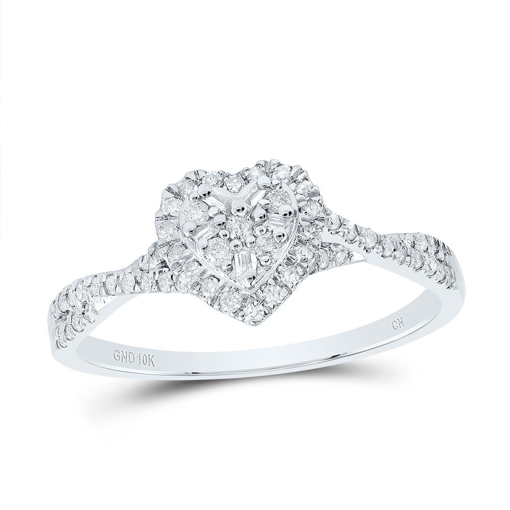 10K White Gold Diamond Fashion Heart Ring 1/4 Cttw - Splendid Jewellery