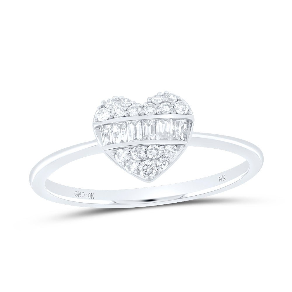 10K White Gold Diamond Fashion Heart Ring 1/4 Cttw - Splendid Jewellery