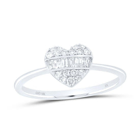 10K White Gold Diamond Fashion Heart Ring 1/4 Cttw - Splendid Jewellery