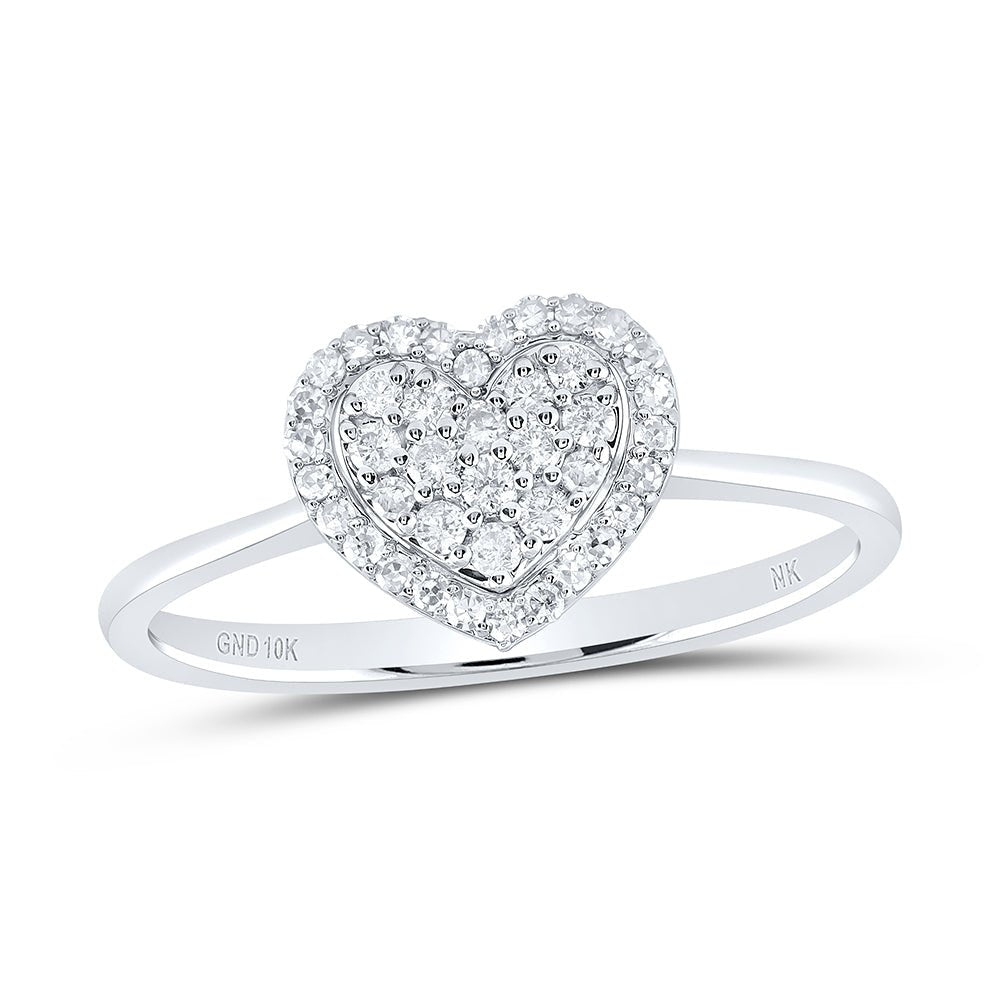 10K White Gold Diamond Fashion Heart Ring 1/4 Cttw - Splendid Jewellery