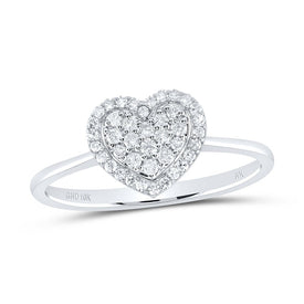 10K White Gold Diamond Fashion Heart Ring 1/4 Cttw - Splendid Jewellery