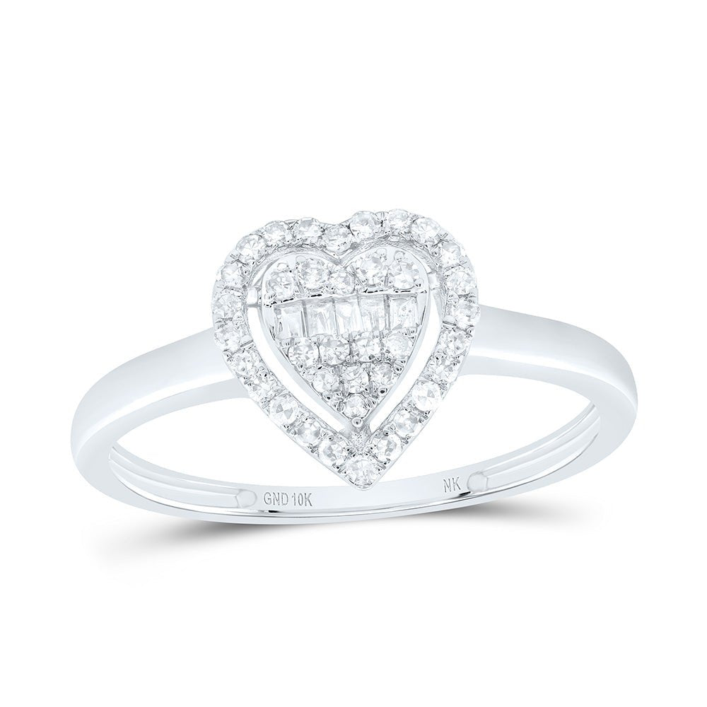 10K White Gold Diamond Fashion Heart Ring 1/5 Cttw - Splendid Jewellery