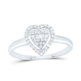 10K White Gold Diamond Fashion Heart Ring 1/5 Cttw - Splendid Jewellery