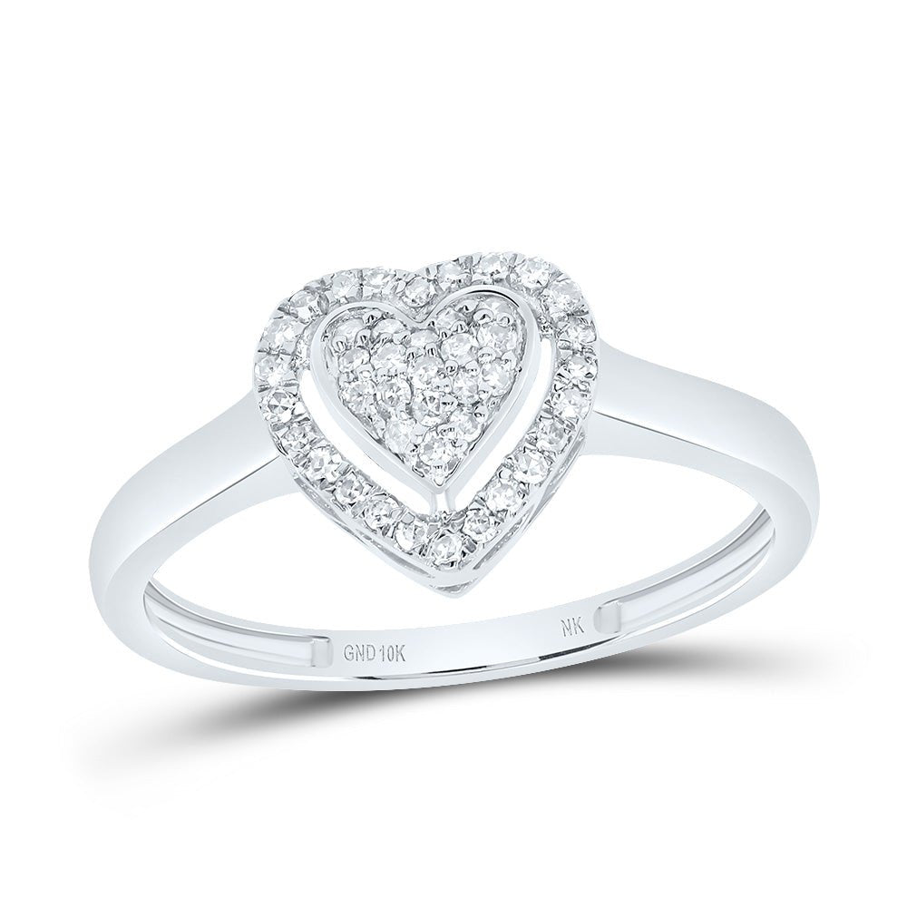 10K White Gold Diamond Fashion Heart Ring 1/6 Cttw - Splendid Jewellery