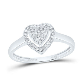 10K White Gold Diamond Fashion Heart Ring 1/6 Cttw - Splendid Jewellery