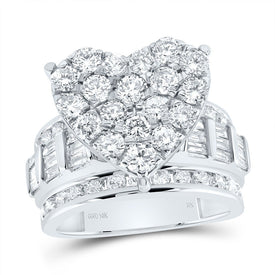 10K White Gold Diamond Fashion Heart Ring 3 Cttw - Splendid Jewellery