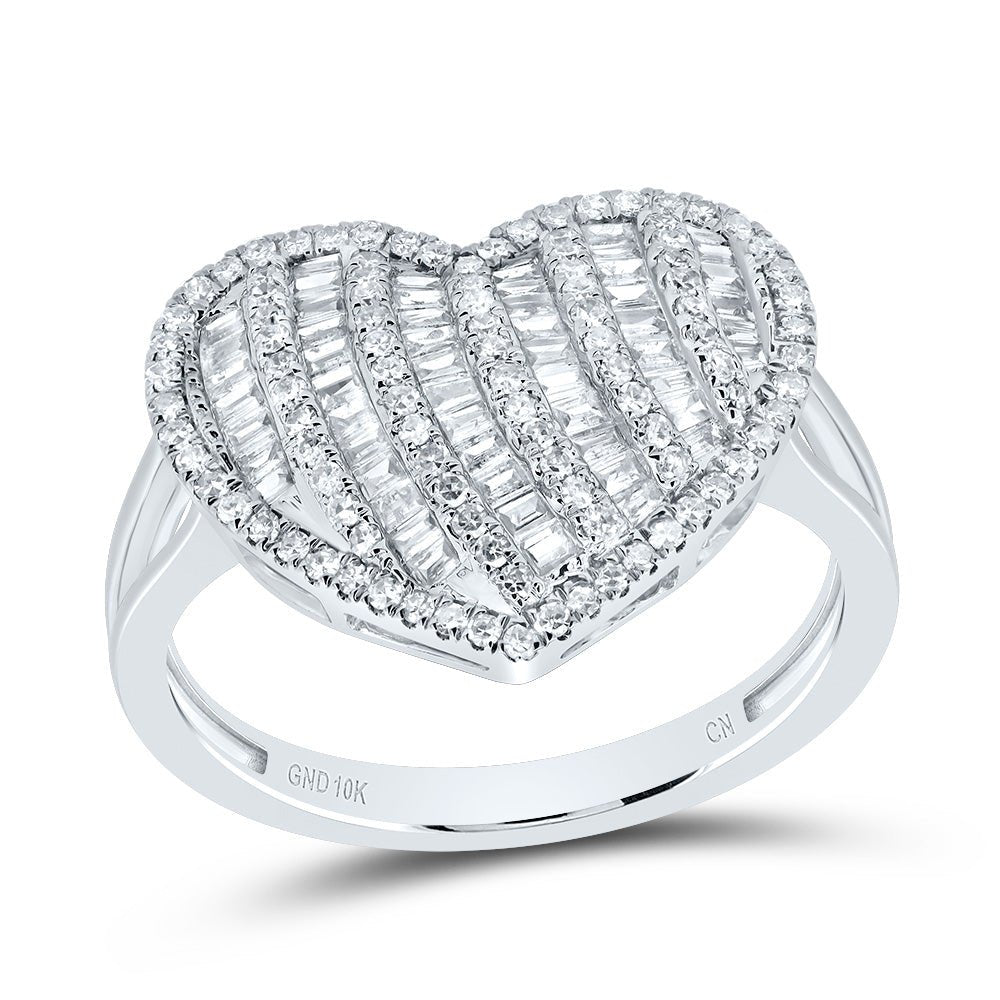 10K White Gold Diamond Fashion Heart Ring 5/8 Cttw - Splendid Jewellery