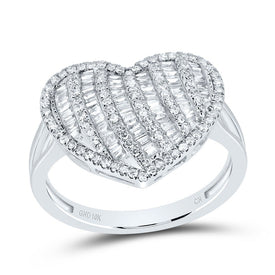 10K White Gold Diamond Fashion Heart Ring 5/8 Cttw - Splendid Jewellery