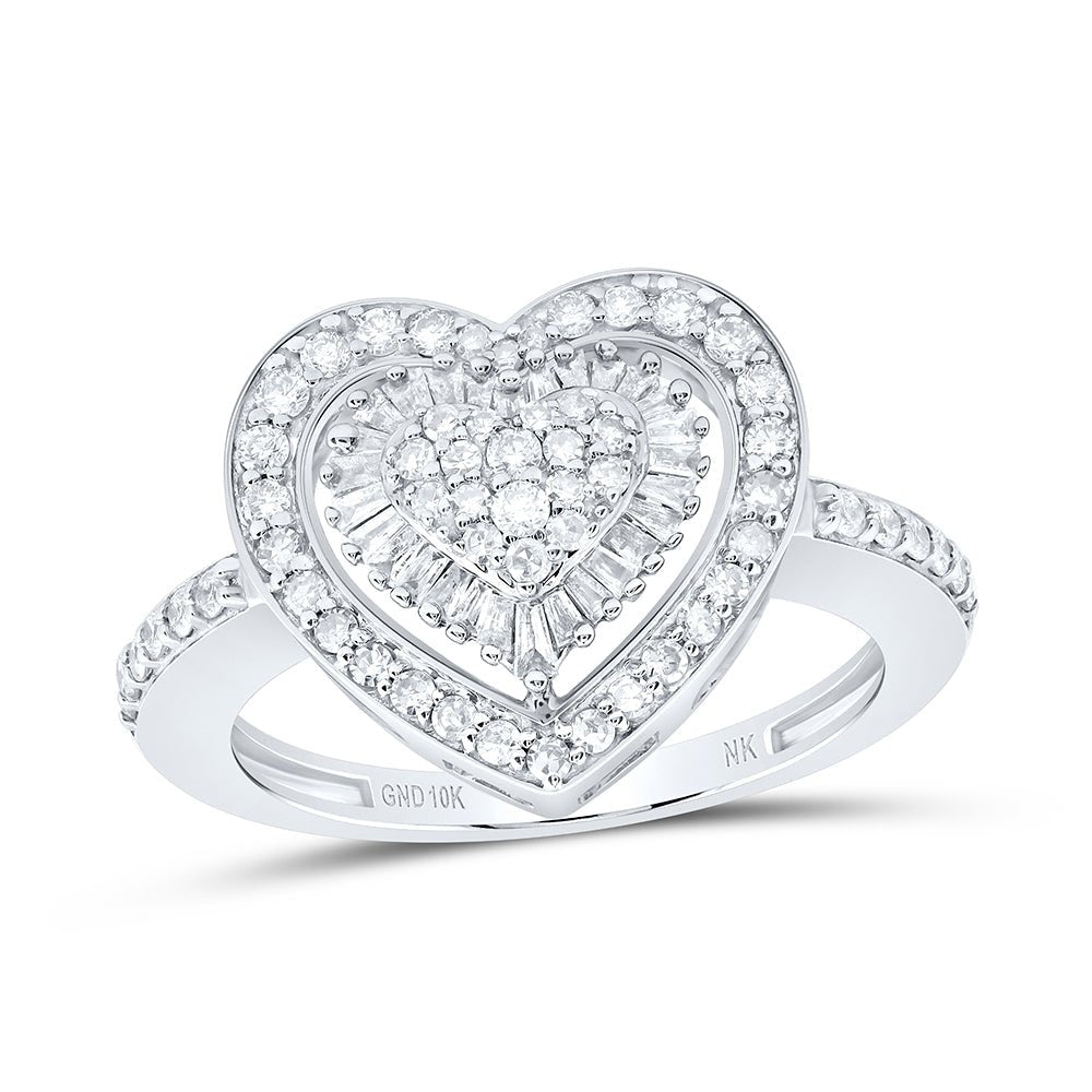 10K White Gold Diamond Fashion Heart Ring 5/8 Cttw - Splendid Jewellery