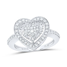 Load image into Gallery viewer, 10K White Gold Diamond Fashion Heart Ring 5/8 Cttw - Splendid Jewellery