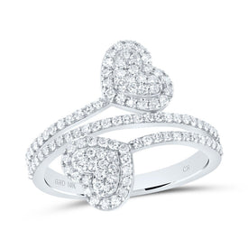 10K White Gold Diamond Fashion Heart Ring 5/8 Cttw - Splendid Jewellery