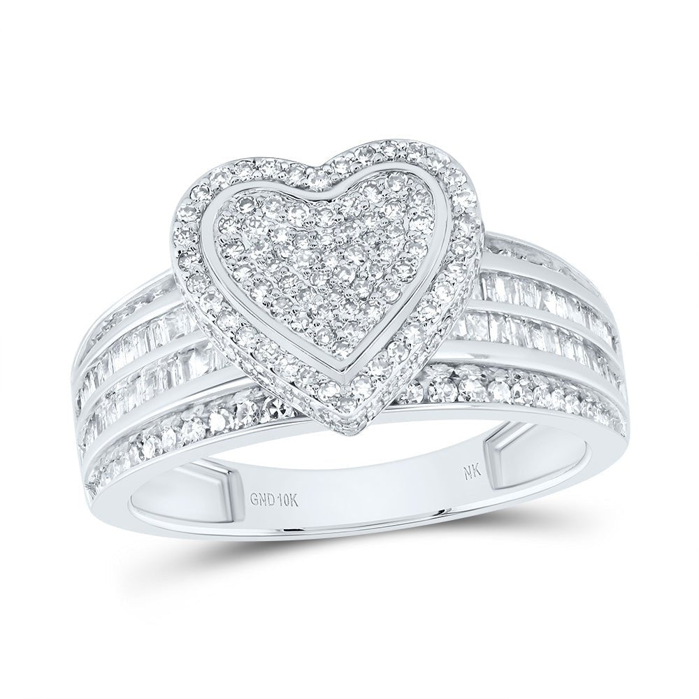 10K White Gold Diamond Fashion Heart Ring 7/8 Cttw - Splendid Jewellery