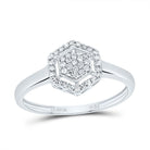 10K White Gold Diamond Fashion Hexagon Ring 1/6 Cttw - Splendid Jewellery